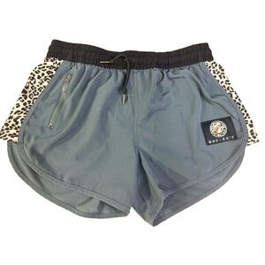Buc-ees Womens Gray Leopard Trim Athletic Shorts Size Medium